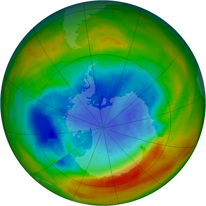 Antarctic ozone map for 11 September 1984